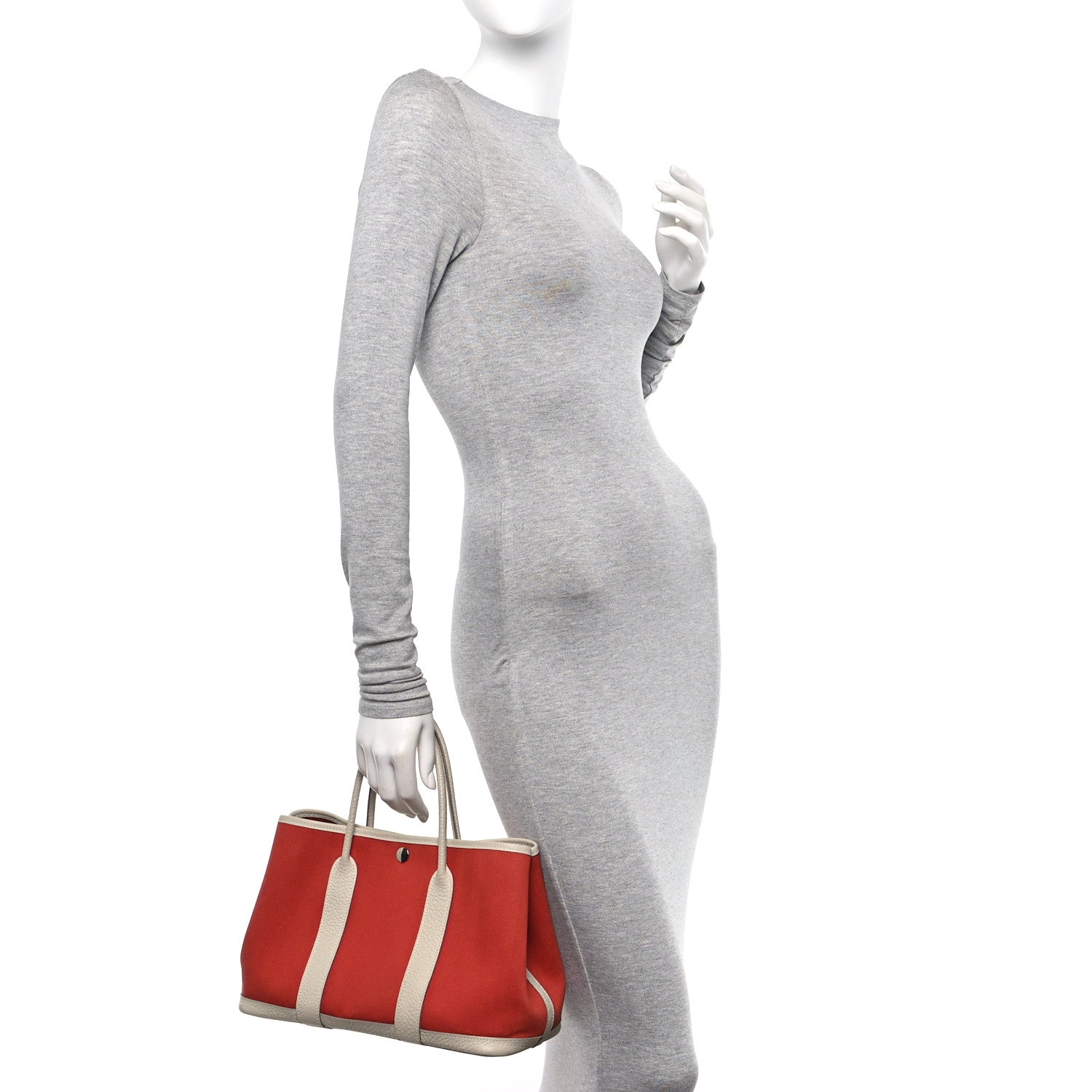 Hermes Grand Chevron Weave Negonda Garden Party 30 TPM Rouge Craie 2 of 9