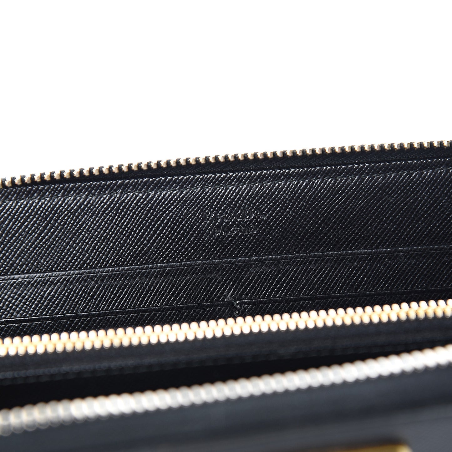 Saffiano Metal Zip Around Wallet Black