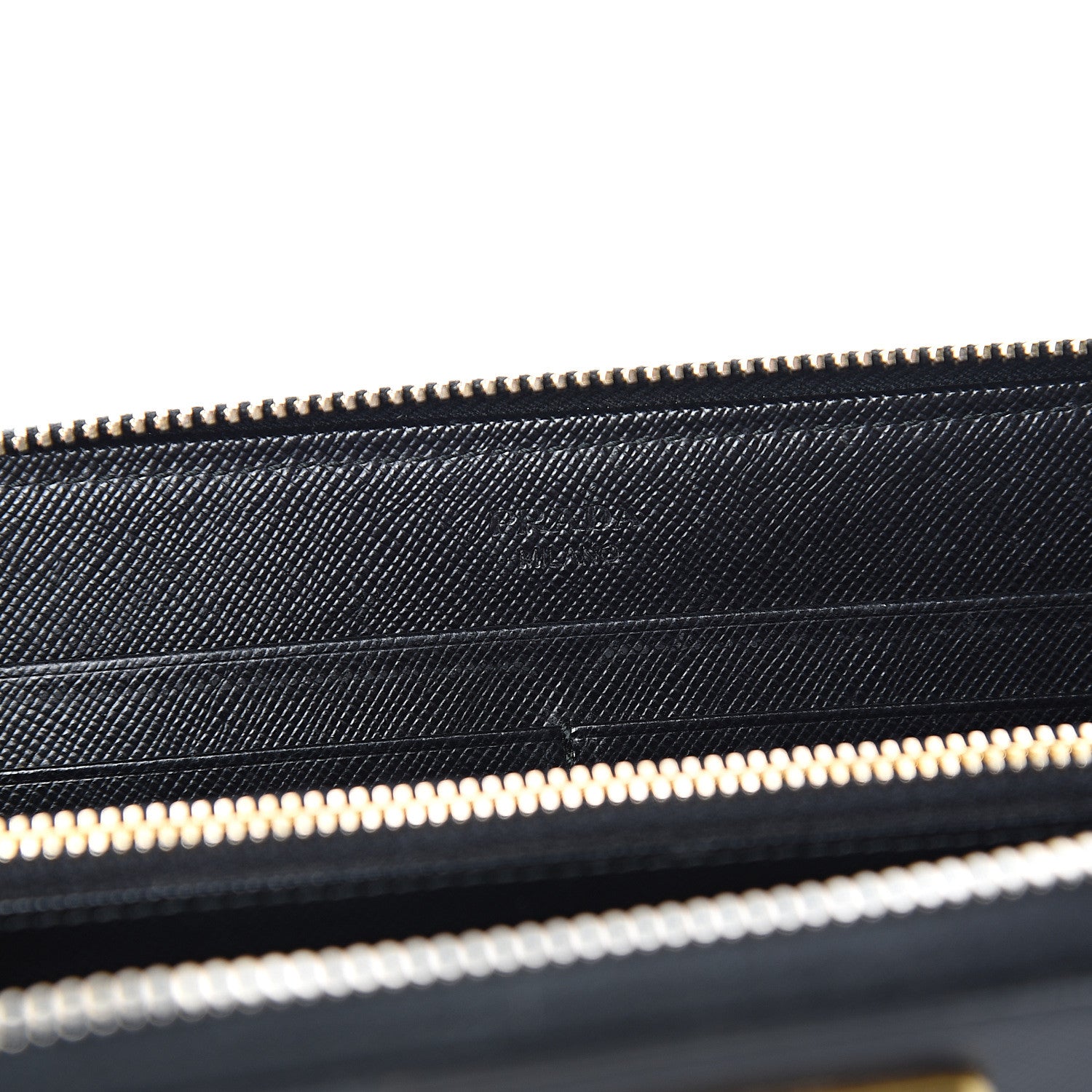Prada Saffiano Metal Zip Around Wallet Black 5 of 8