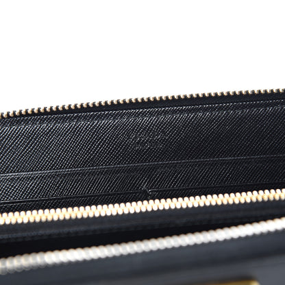 Prada Saffiano Metal Zip Around Wallet Black 5 of 8