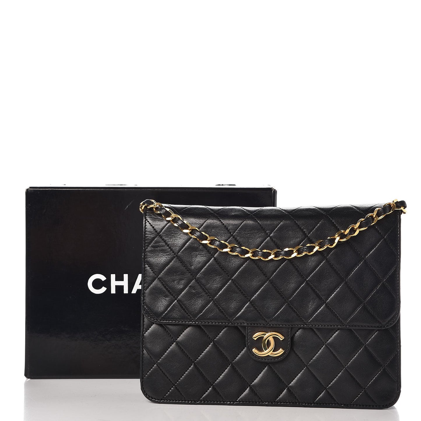 Lambskin Quilted Small Single Flap Black