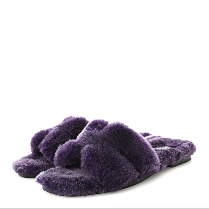 Hermes Woolskin Oran Sandals 36.5 Violet Fonce 4 of 8