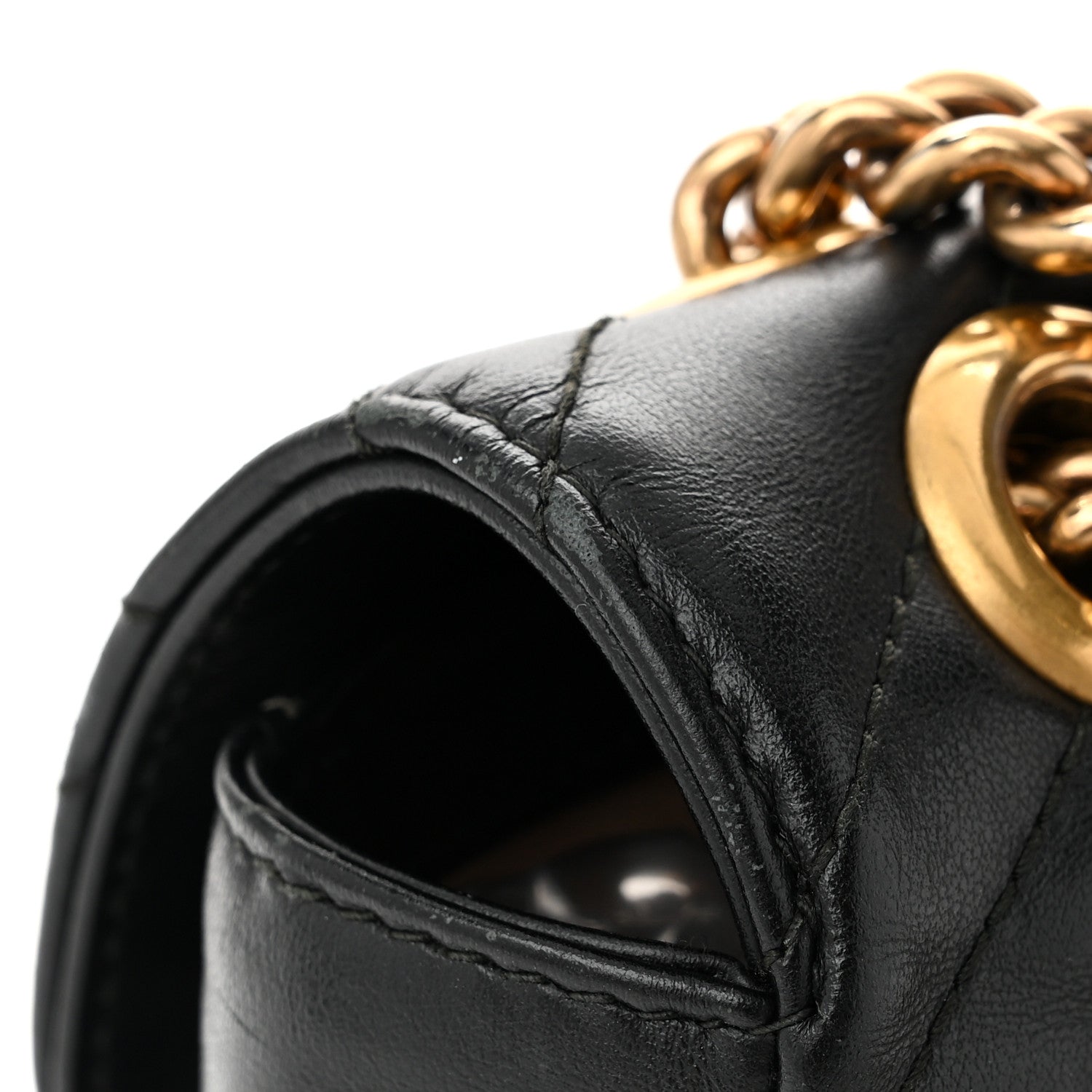 Gucci Calfskin Matelasse Mini GG Marmont Shoulder Bag Black 11 of 12