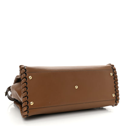 Fendi Calfskin Lace Up Large Peekaboo Iconic Satchel Cognac 4 of 16