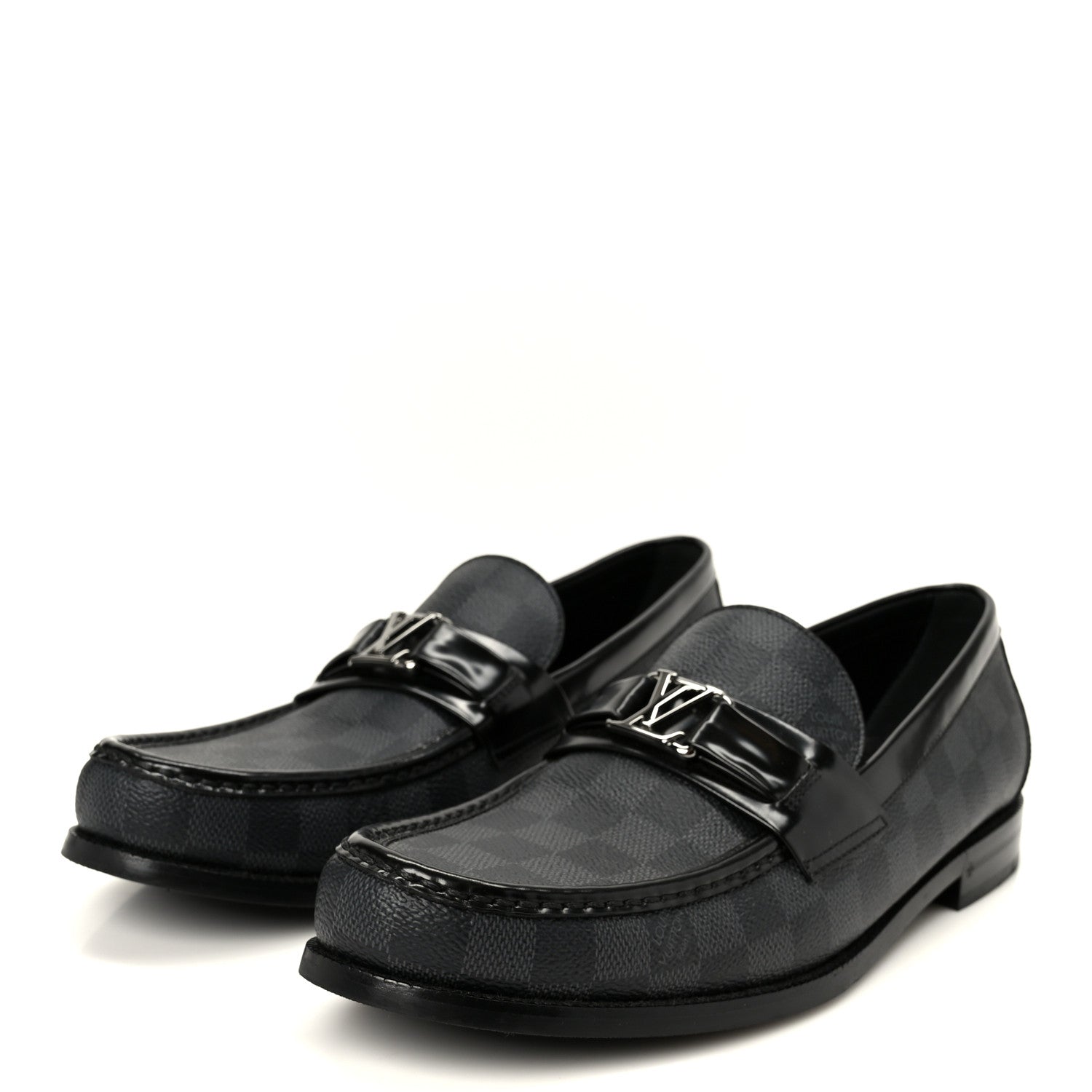 Louis Vuitton Damier Graphite Calfskin Mens Major Loafers 8.5 4 of 9