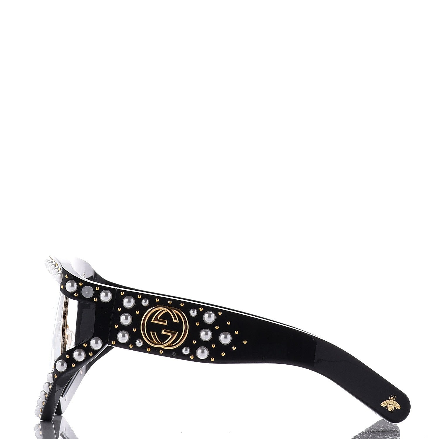 Gucci Acetate Pearl Rectangular Frame Sunglasses GG0234S7/S Black 3 of 9