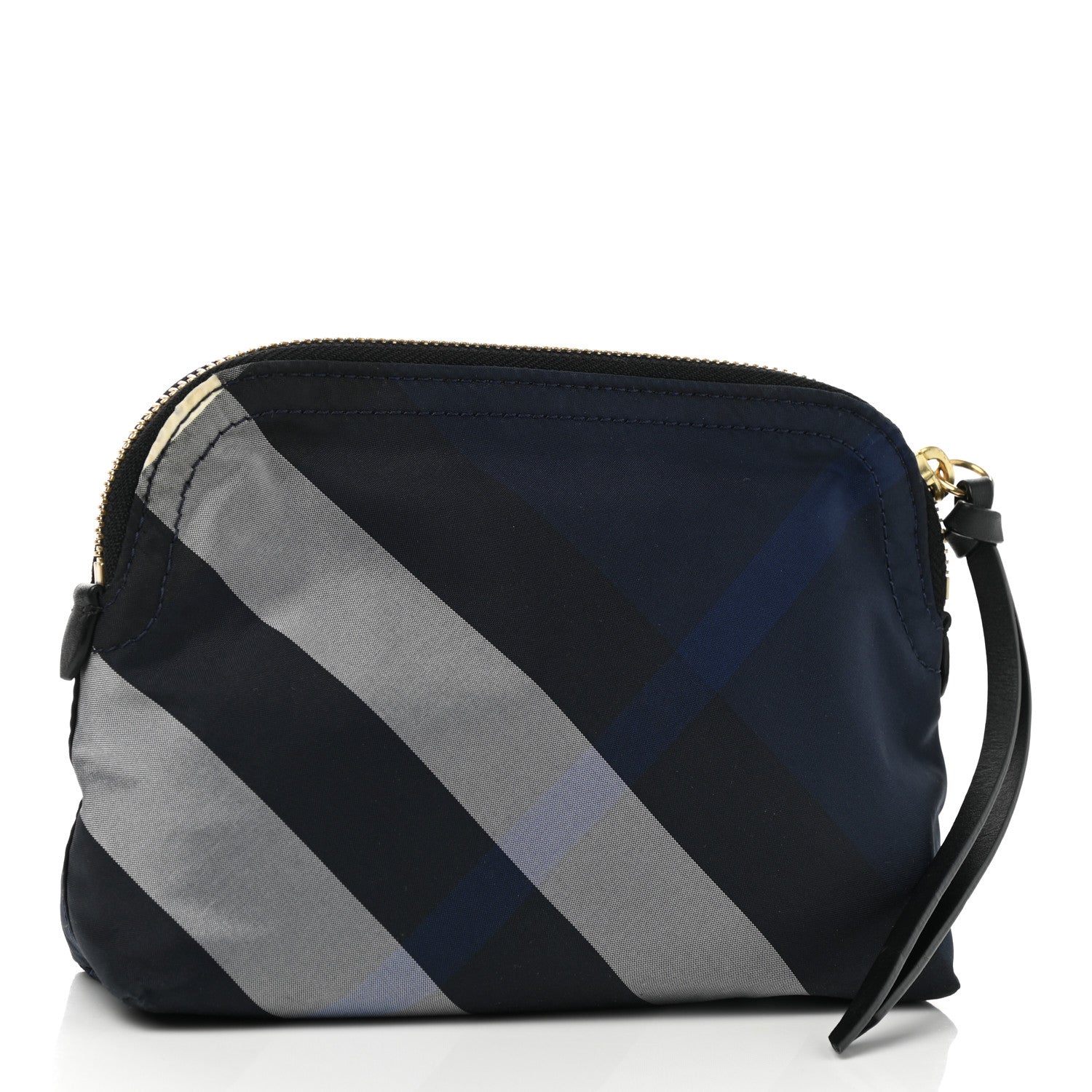 Burberry Nylon Nova Check Zip Top Pouch Indigo Blue 3 of 8