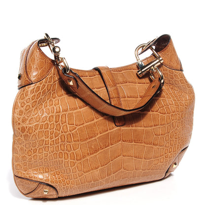 Gucci Alligator Piston Lock Jackie O Hobo Tan 3 of 7