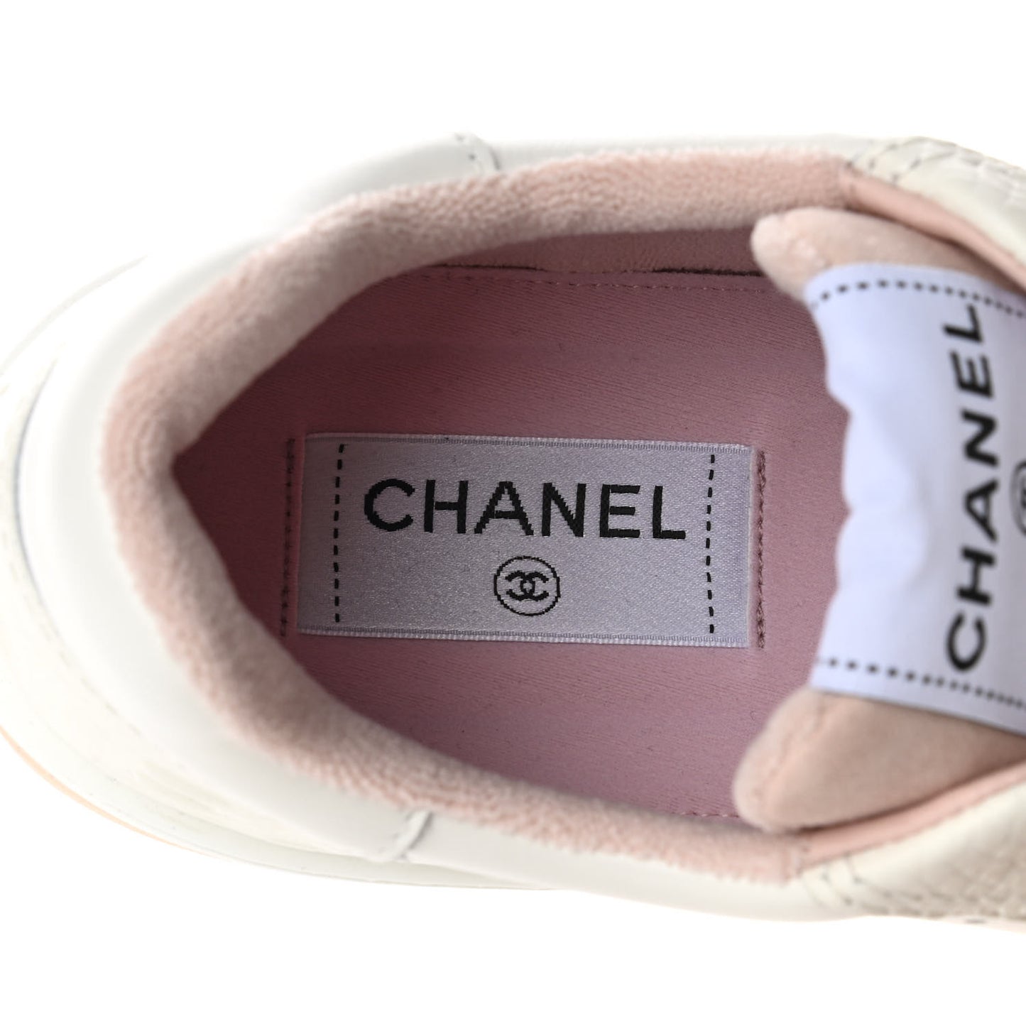 Grained Calfskin Fabric Womens Logo Sneakers 39.5 White Pink