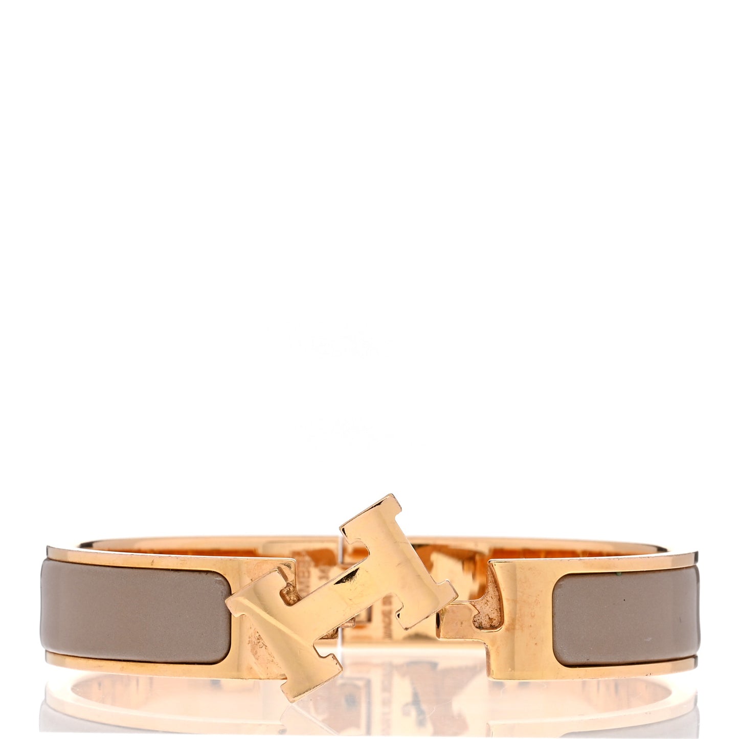 Enamel Narrow Clic Clac H Bracelet PM Marron Glace
