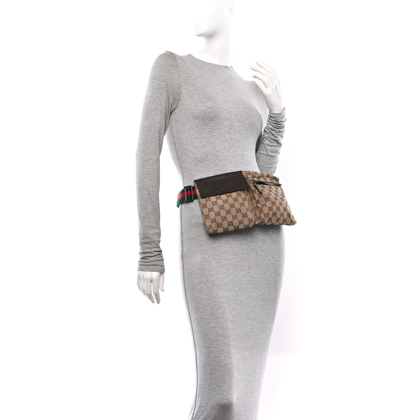 Monogram Web Belt Bag Dark Brown