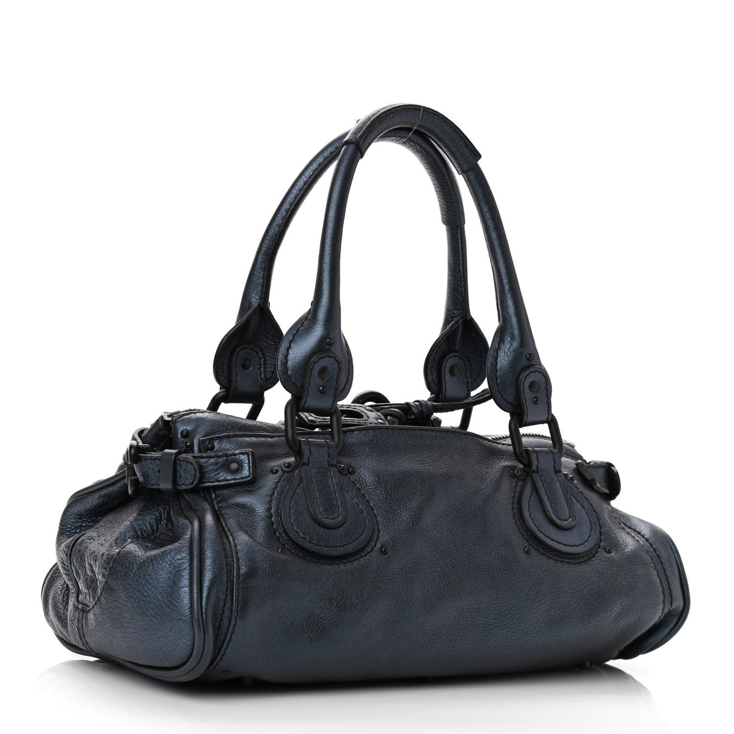 Metallic Calfskin Medium Paddington Satchel Blue