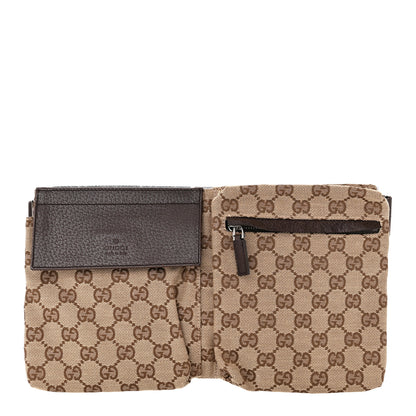 Gucci GG Monogram Double Pocket Belt Bag Dark Brown 1 of 10