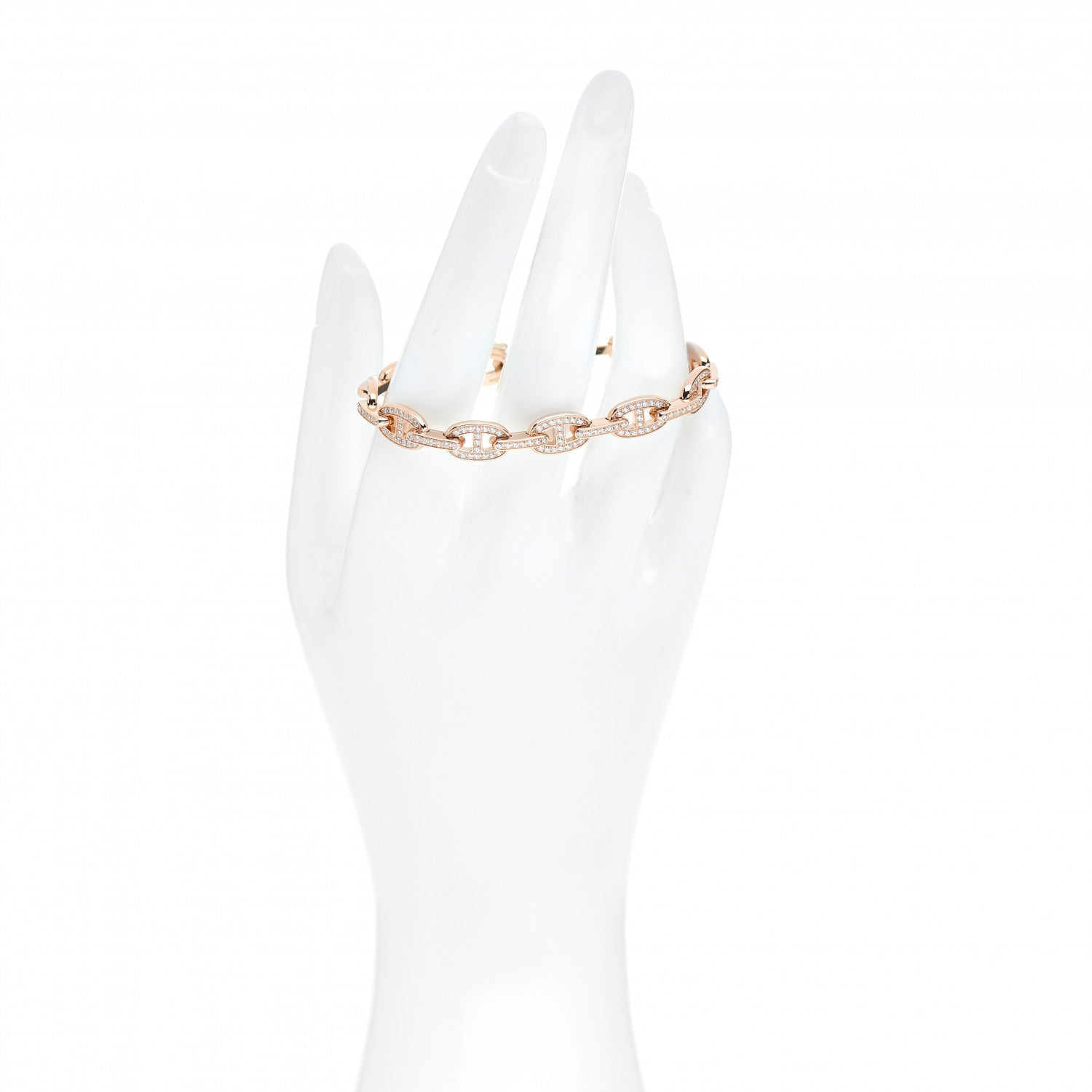 Hermes 18K Rose Gold Diamond PM Chaine d'Ancre Enchainee Bracelet SH 2 of 4