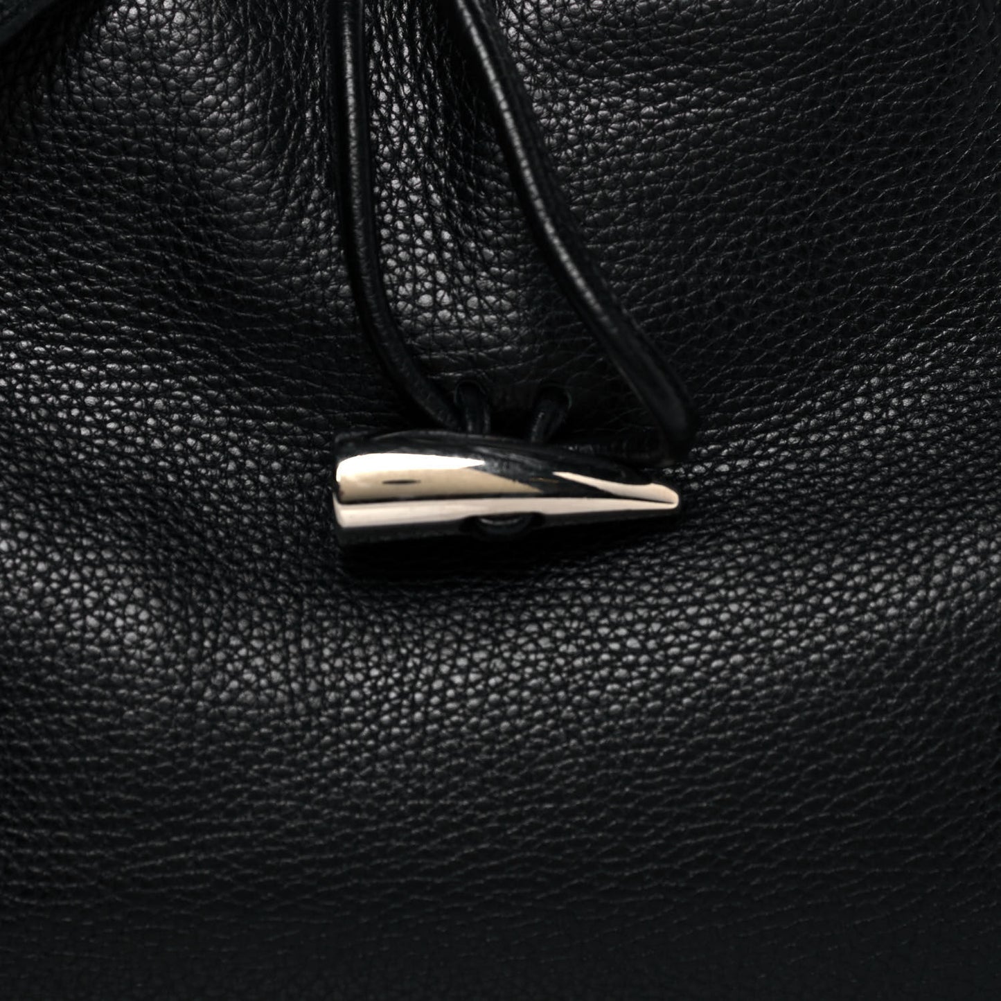 Grainy Calfskin House Check Horn Toggle Shoulder Bag Black