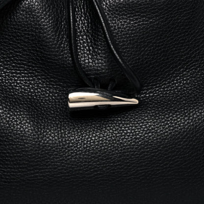 Burberry Grainy Calfskin House Check Horn Toggle Shoulder Bag Black 6 of 10