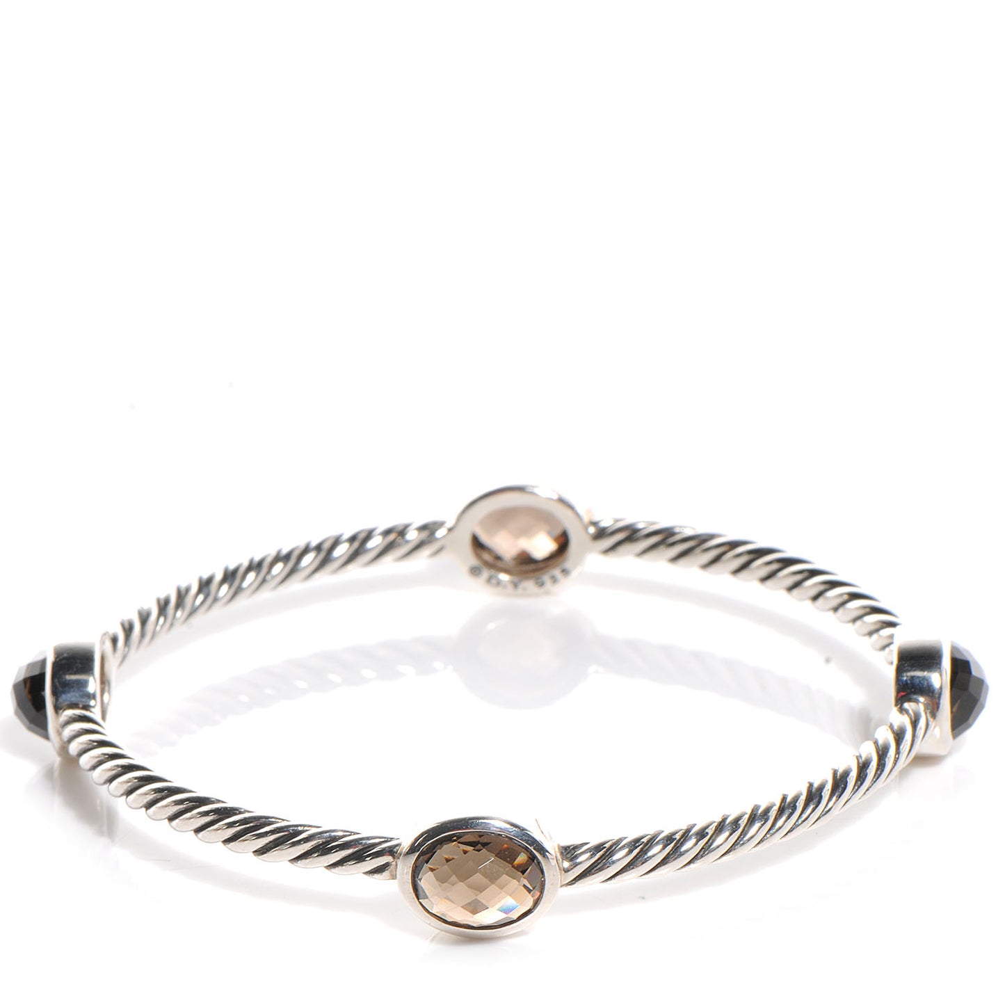 Sterling Silver Renaissance Oval Station Bangle Smoky Quartz