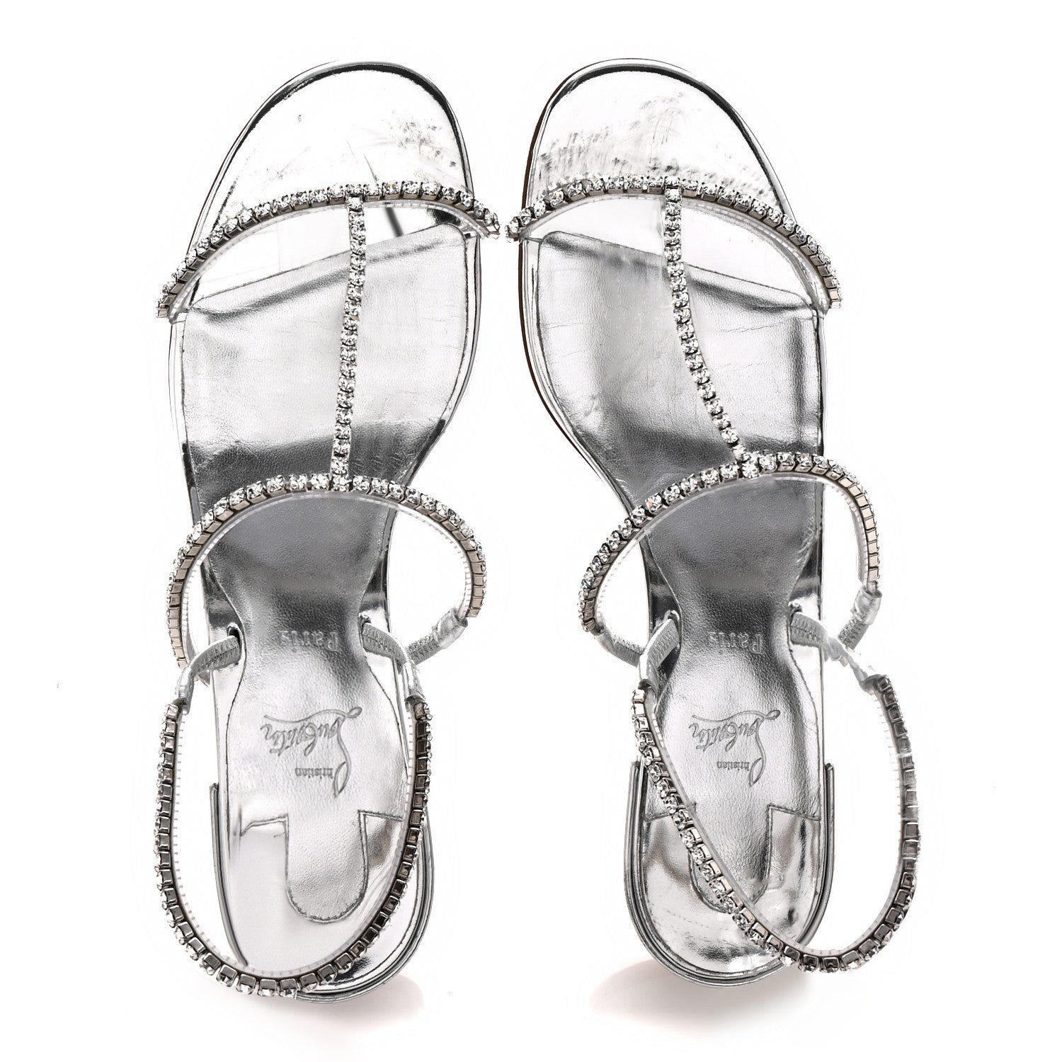 Christian Louboutin Specchio PVC Crystal Simple Queenie Sandals 39 Silver 2 of 9