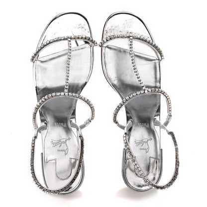 Christian Louboutin Specchio PVC Crystal Simple Queenie Sandals 39 Silver 2 of 9