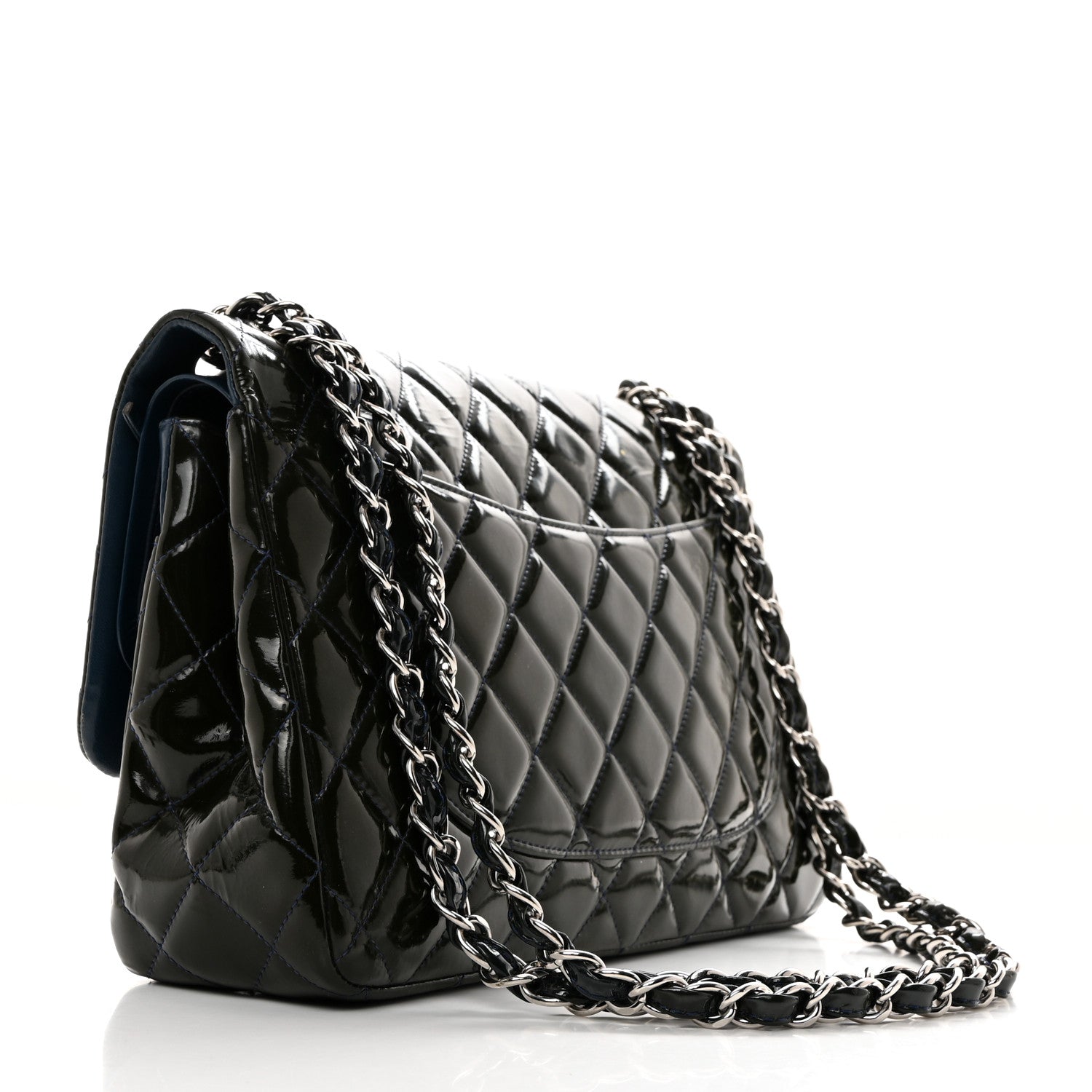 Chanel Patent Quilted Jumbo Double Flap Navy 2 of 10