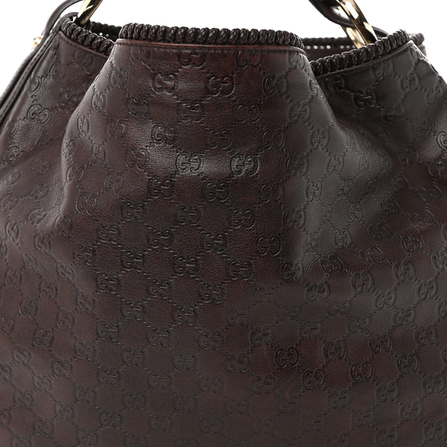 Guccissima Large Horsebit Chain Hobo Chocolate
