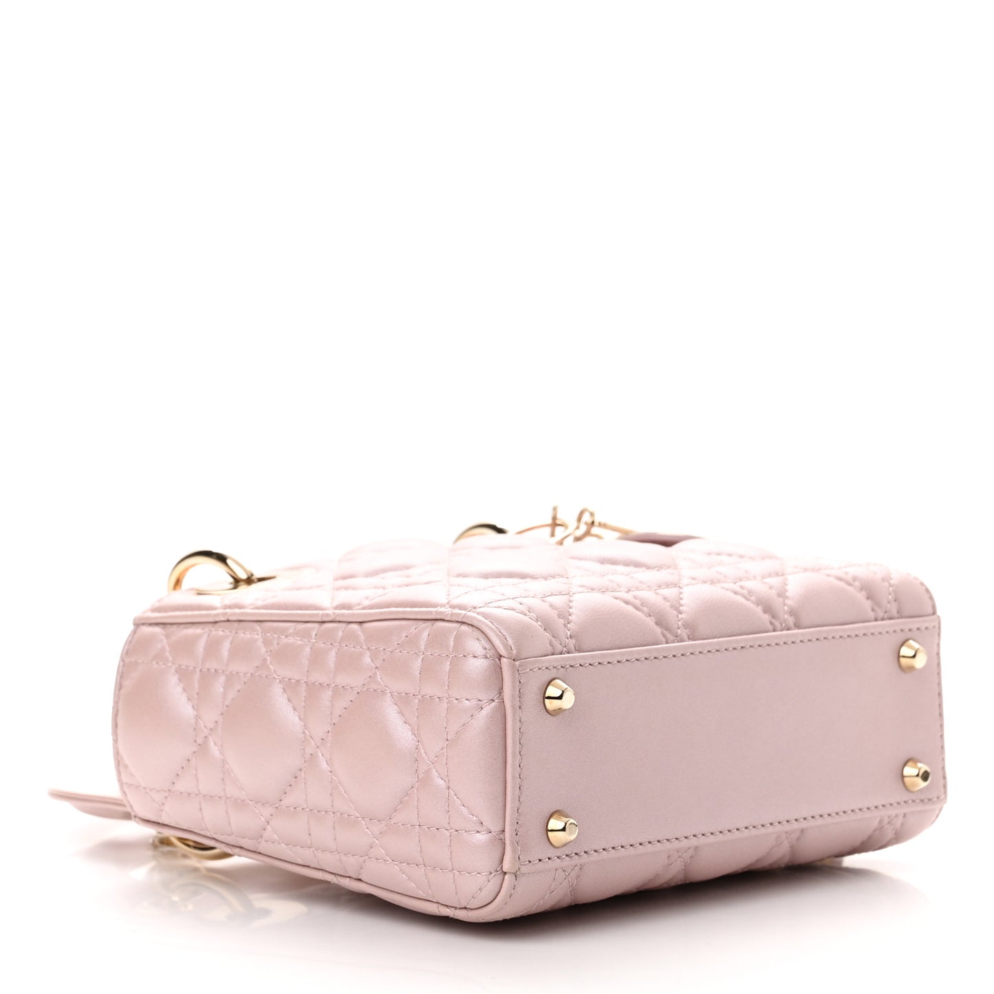 Metallic Lambskin Cannage Mini Lady Dior Lotus