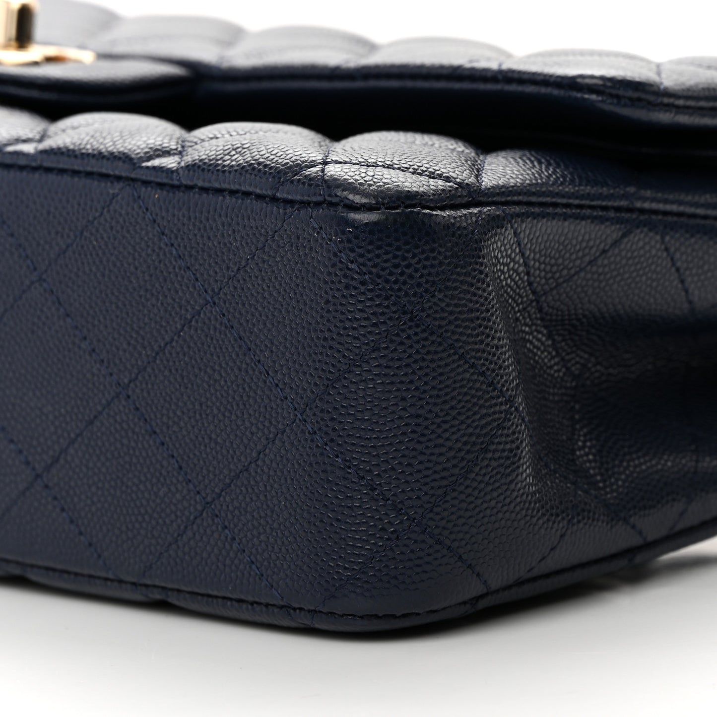 Caviar Quilted Medium Double Flap Navy