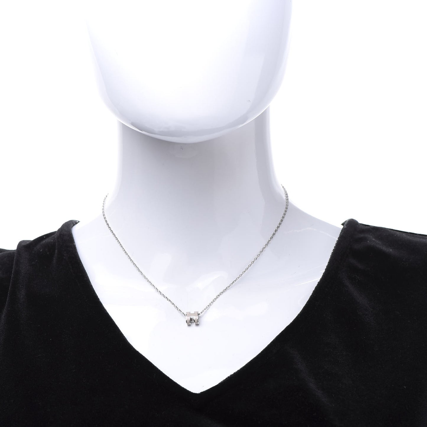 Palladium Mini Pop H Pendant Necklace Marron Glace