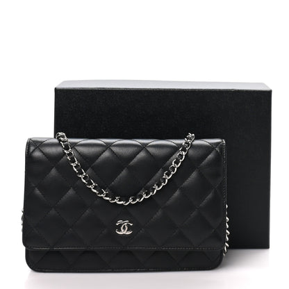 Chanel Lambskin Quilted Wallet On Chain WOC Black 11 of 11