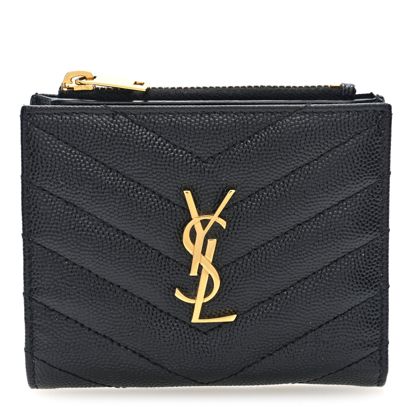 Grain De Poudre Matelasse Chevron Monogram Zipped Card Case Black