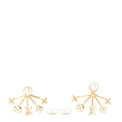 Louis Vuitton Pearl Cruiser Earrings Gold 3 of 5