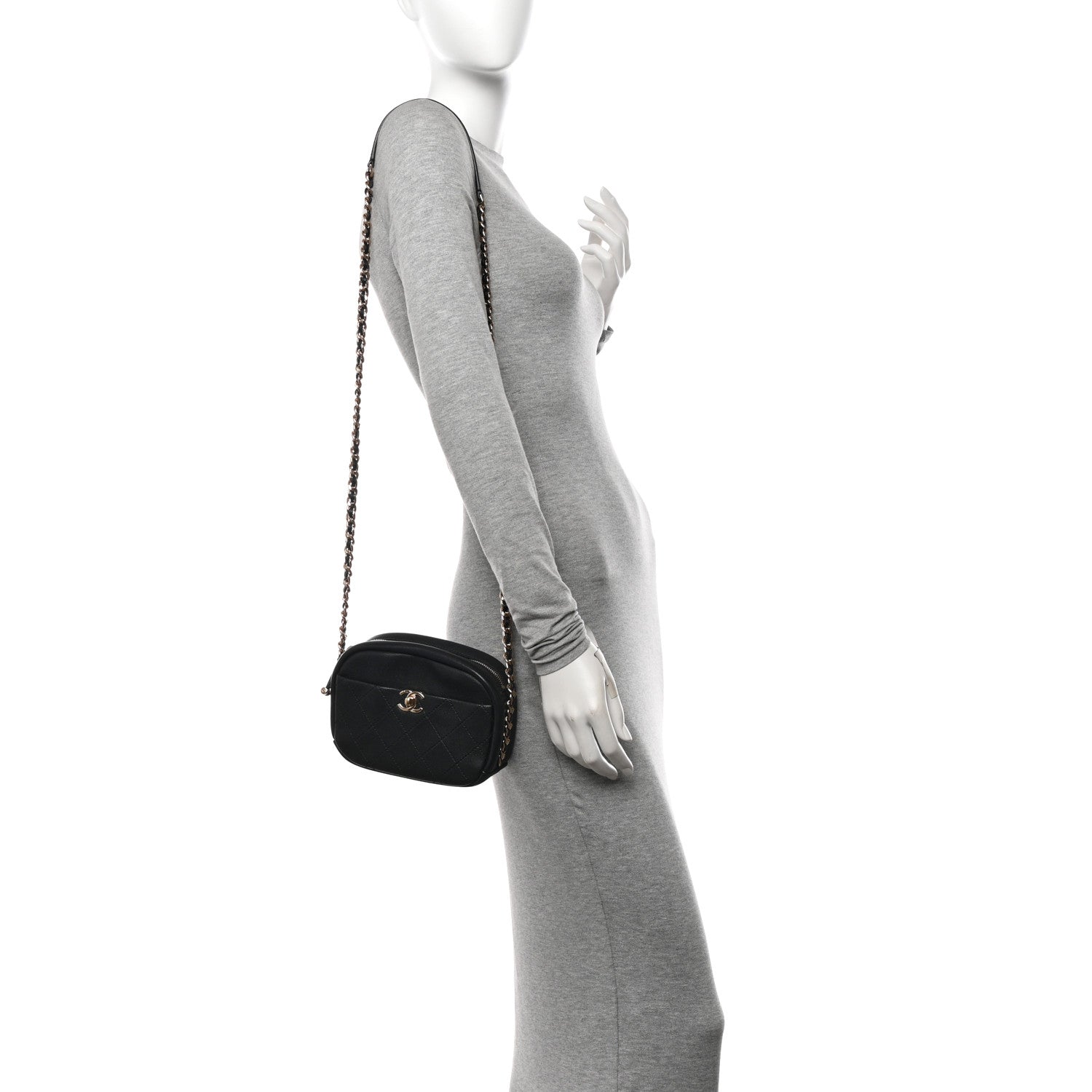 Chanel Goatskin Quilted Small Casual Trip Camera Case Black 2 of 10