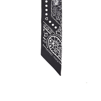 Hermes Silk Peuple Du Vent Bandana Twilly Black White 4 of 4