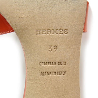 Hermes Patent Leather Oran Sandals 39 Orange 6 of 7