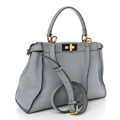 Fendi Vitello Seta Shiny Nappa Medium Peekaboo Iconic Satchel Ardesia Amido 3 of 12