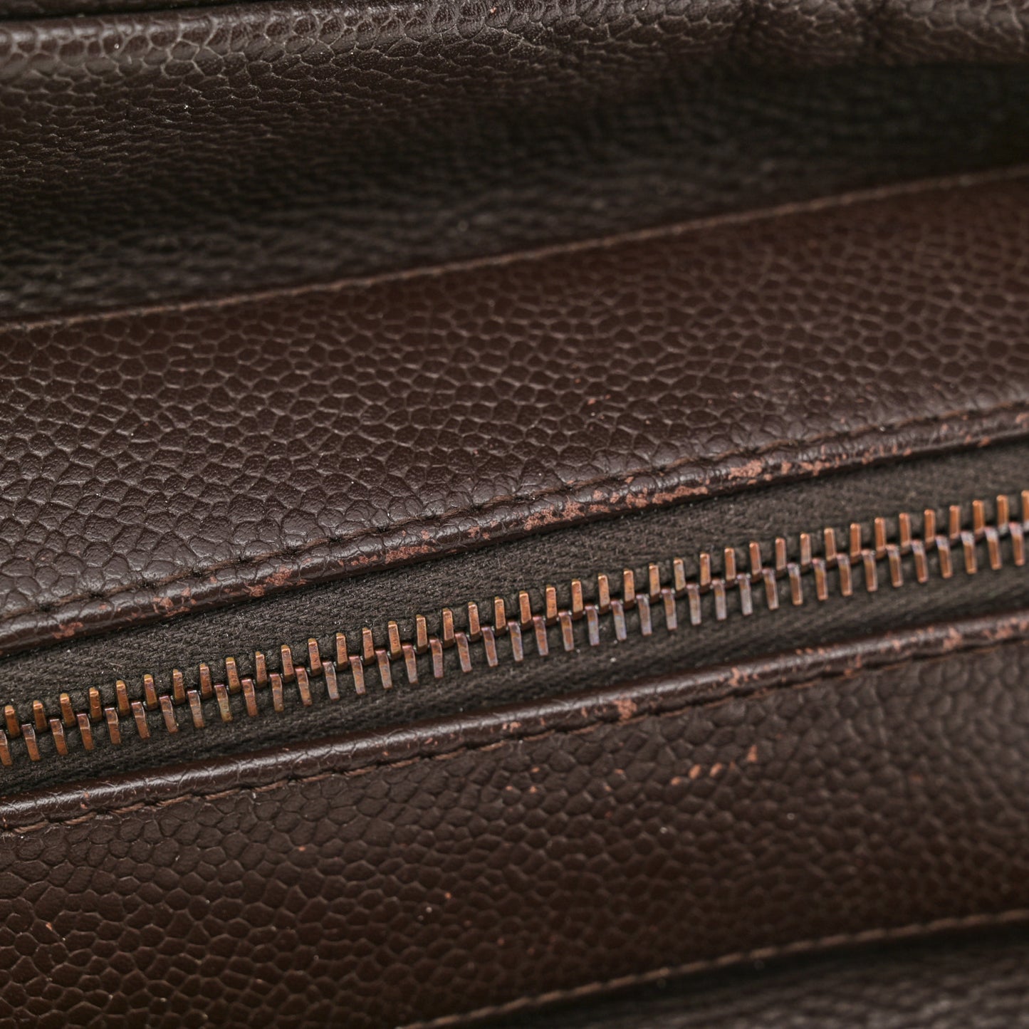 Caviar Square Stitched Large Satchel Dark Brown