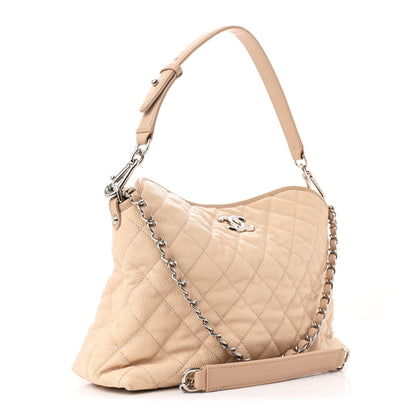 Chanel Caviar Quilted French Riviera Hobo Beige 3 of 10