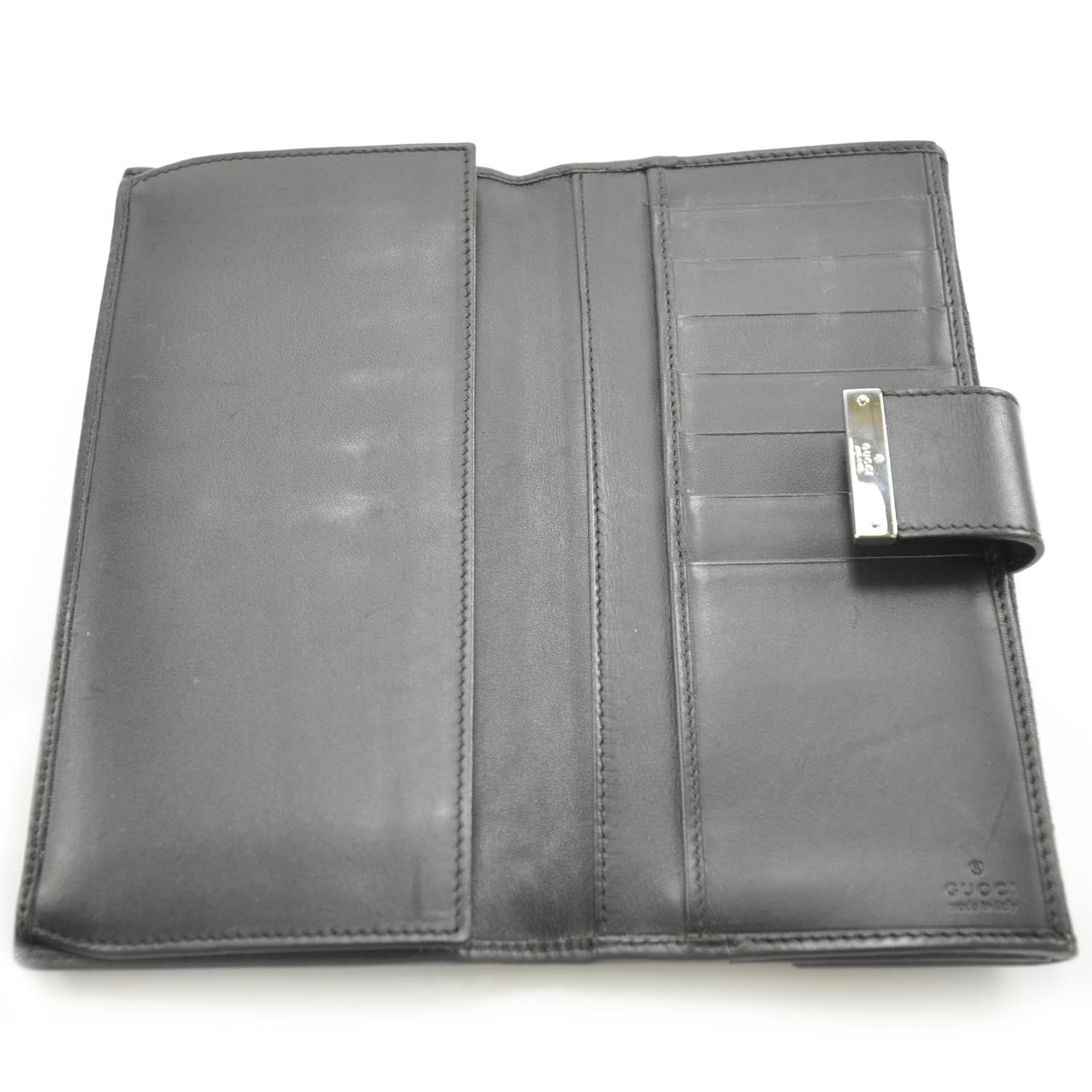 Gucci Monogram Metal Plate Continental Wallet Black 6 of 8