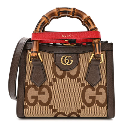 Gucci Monogram Jumbo GG Textured Dollar Calfskin Mini Diana Tote Bag Camel Ebony New Acero Pomegranate Red 1 of 12