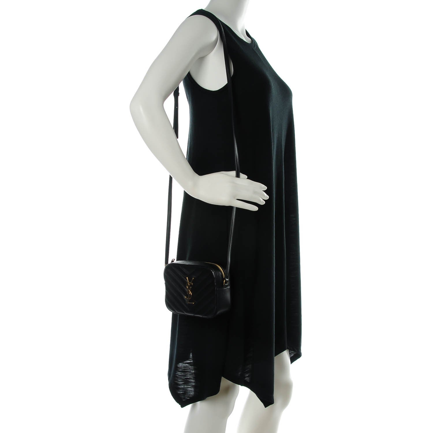 Saint Laurent Lambskin Chevron Small Classic Monogram Camera Bag Nero Black 2 of 7