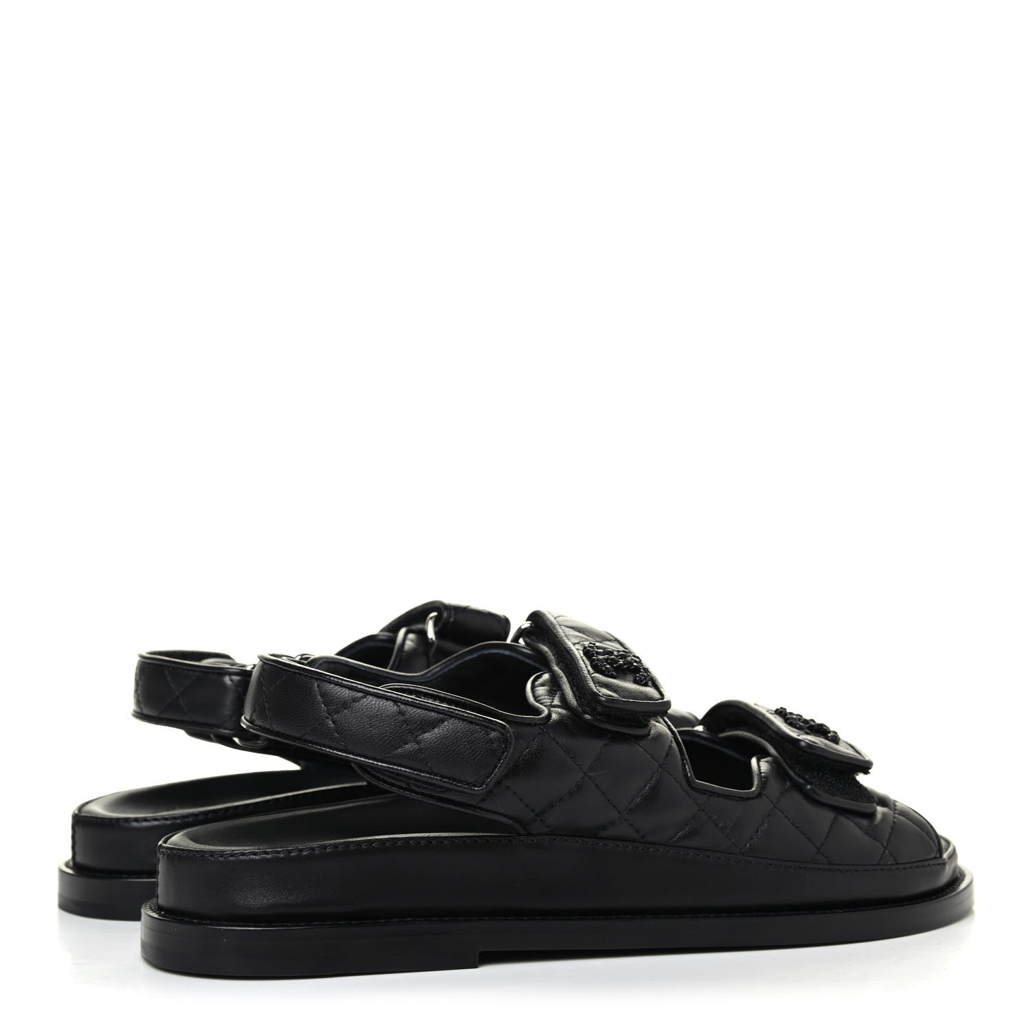 Chanel Lambskin Velcro Dad Sandals 38 Black 3 of 3