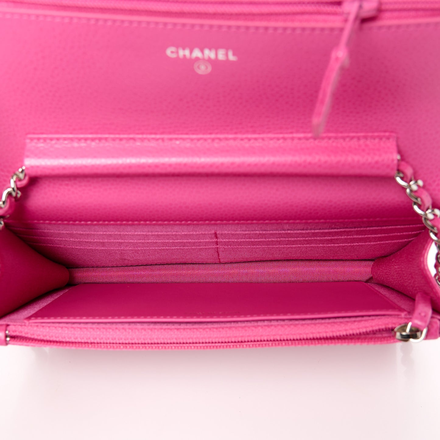 Caviar Enamel Quilted Wallet On Chain WOC Rose