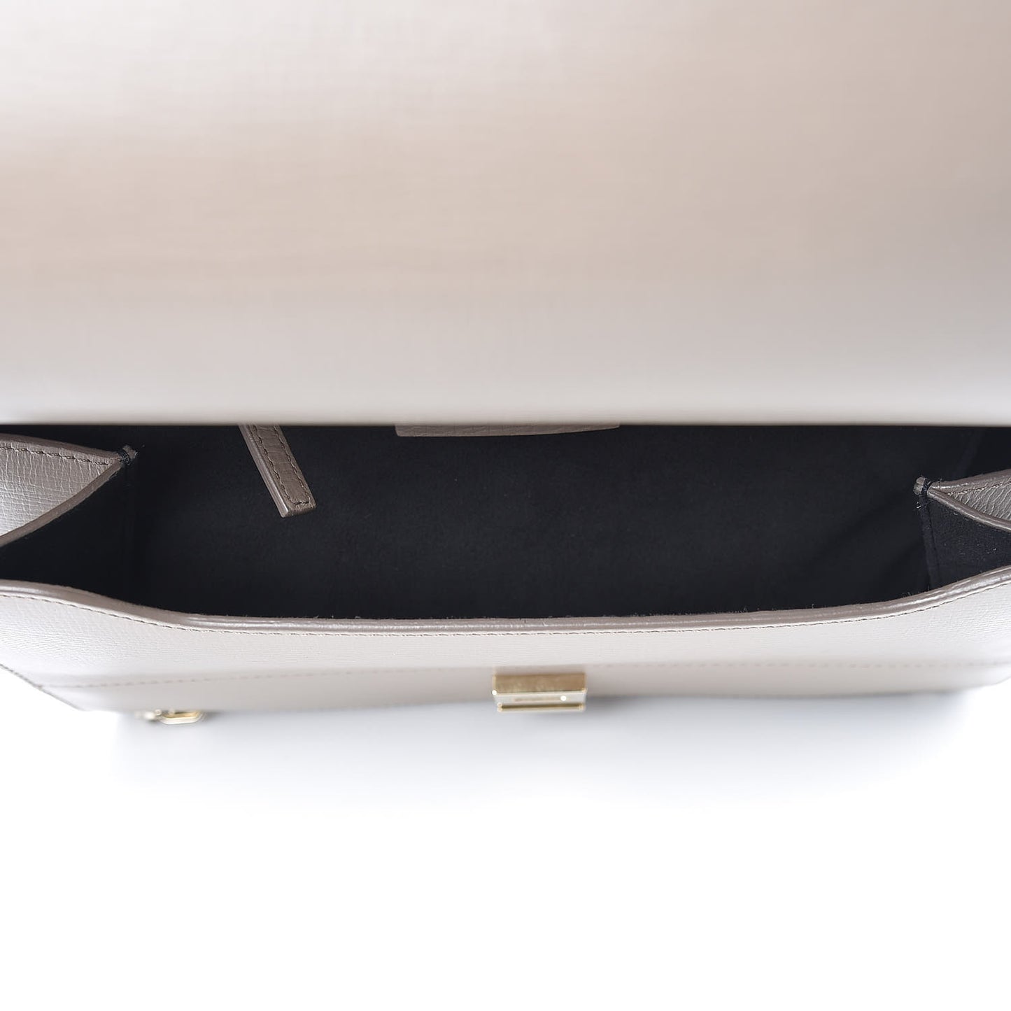 Textured Calfskin Medium Pandora Box Crossbody Bag Taupe
