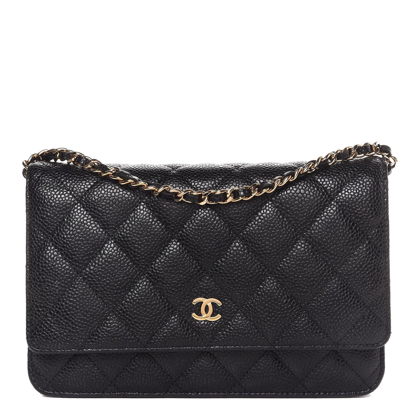 Caviar Quilted Wallet On Chain WOC Black