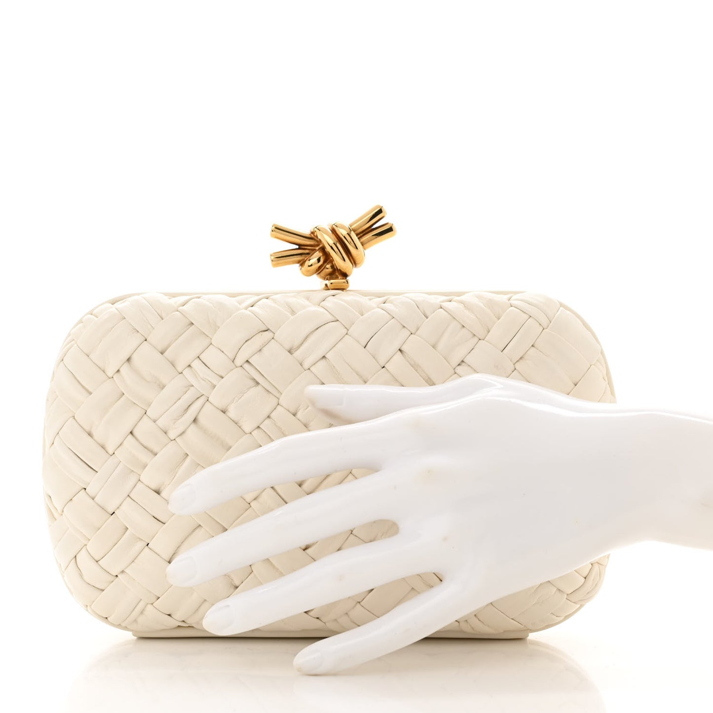 Foulard Intrecciato Minaudiere Knot Clutch Bone