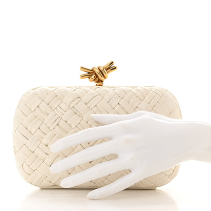 Bottega Veneta Foulard Intrecciato Minaudiere Knot Clutch Bone 2 of 9