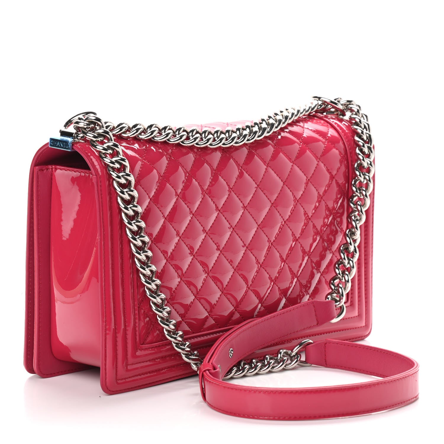 Chanel Patent Calfskin New Medium Plexiglass Boy Flap Pink 3 of 9