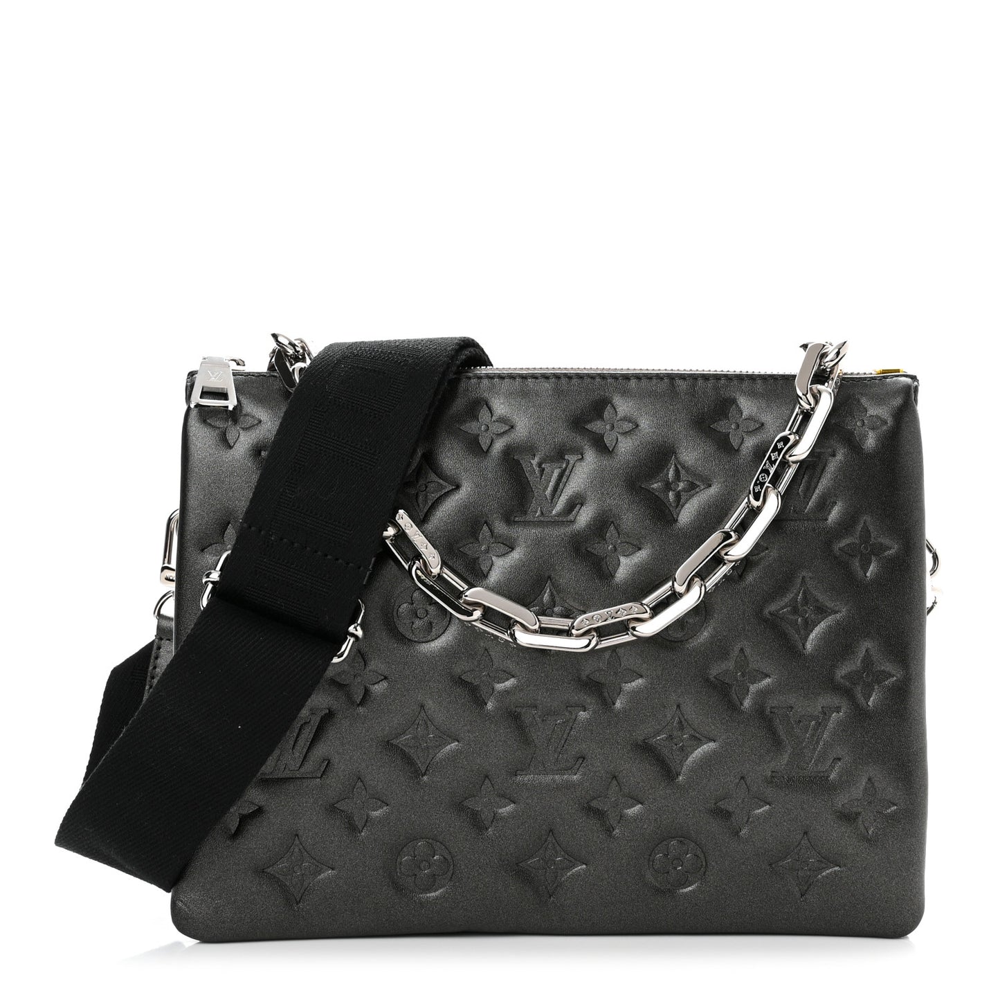 Lambskin Embossed Monogram Coussin PM Anthracite