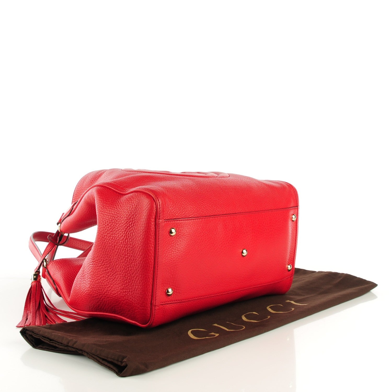 Gucci Pebbled Calfskin Medium Soho Shoulder Bag Red 4 of 7