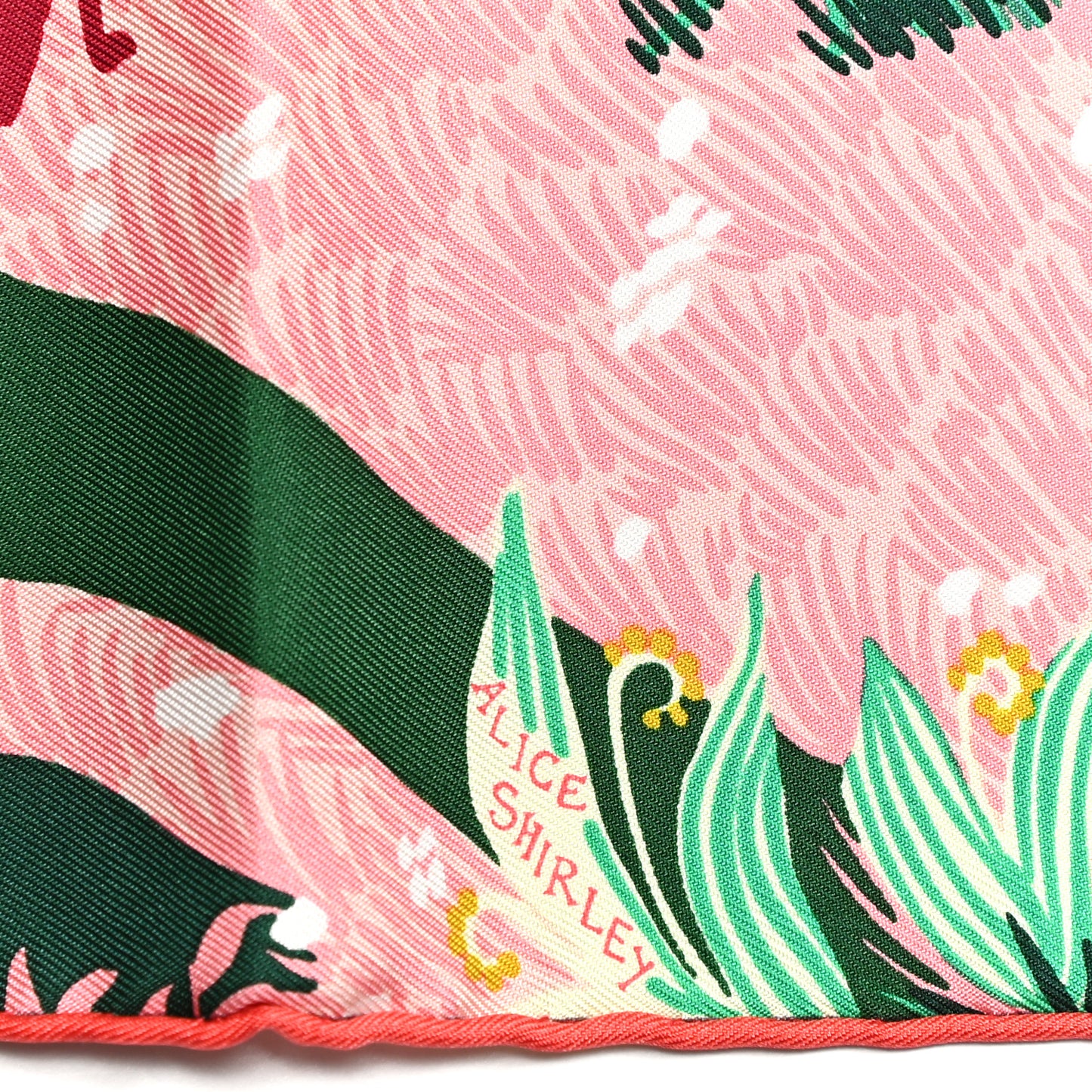 Silk Jersey Dans Un Jardin Anglais Pocket Square Rouge Vert Rose